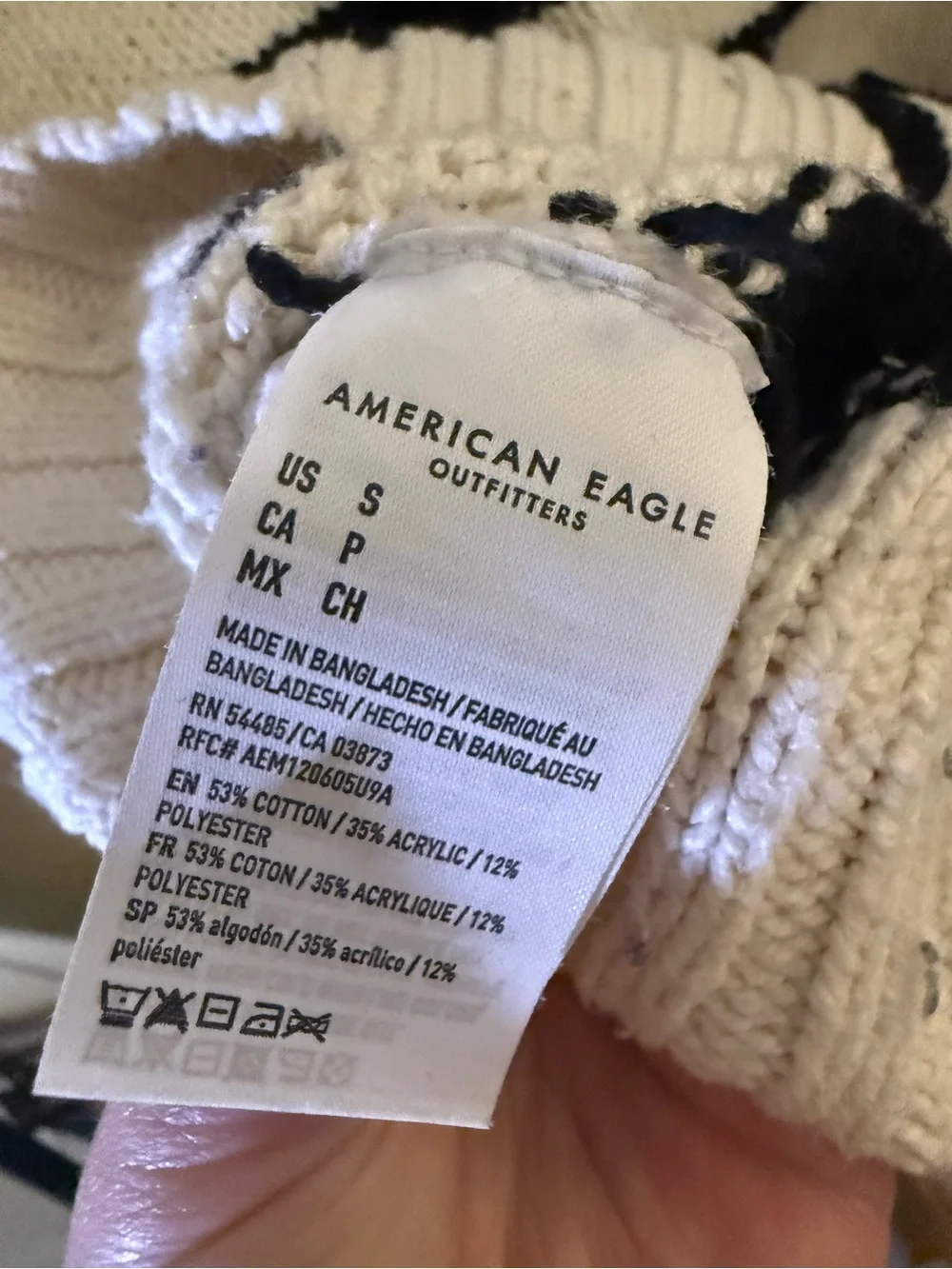Striped V-Neck Button Front Cardigan Sweater - Cream & Black American Eagle